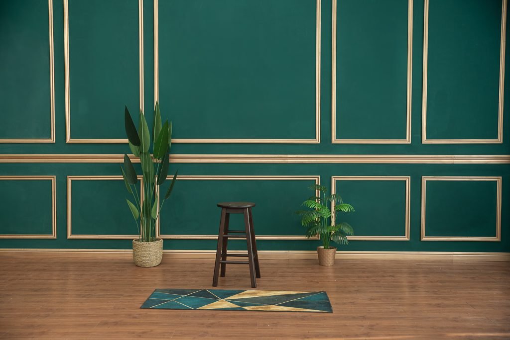 Emerald Green Gold Wainscoting Studio Background